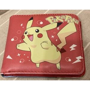 Pokemon Pika Pika Bi-Fold Wallet Coin Zippered Slot For Cards And Identification
